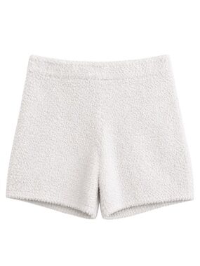 Babaton Soft White Fuzzy High Waist Shorts – Size Large GUC